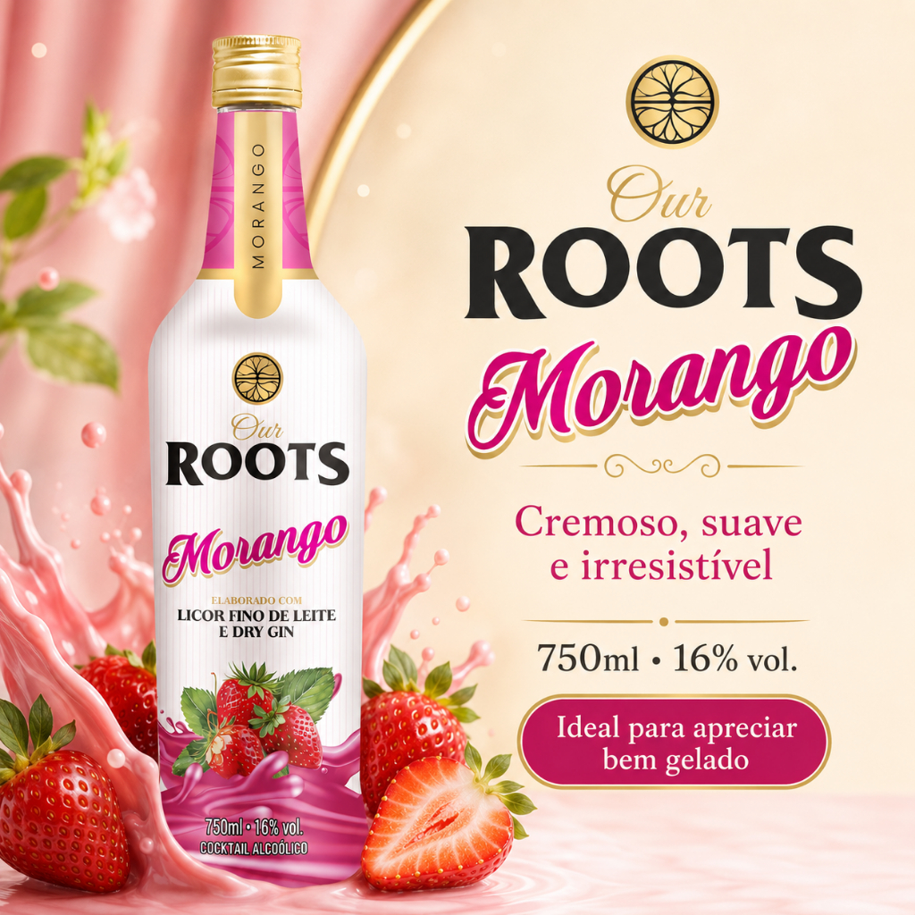Licor Fino Roots Morango 750ml 16% Vol | 1, 2, 3 ou 4 Unidades