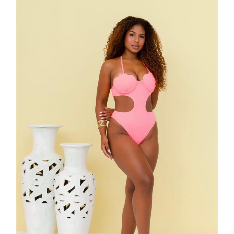 Maiô Femino Modelo Concha Forrado Com Calcinha Fio Duplo Moda Verão Tecido Suplex