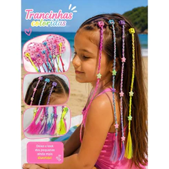 CHOICE Trancinha Tranca Infantil Tic Tac 32cm Aplique de Cabelo Mecha Colorida Presilha Menina Acessório Feminino