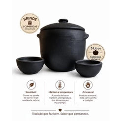 caldeirão de Barro 5L Artesanal Vai ao Fogo Fogão a Lenha e Gás Ideal Feijoada Caldos Galinhada .....