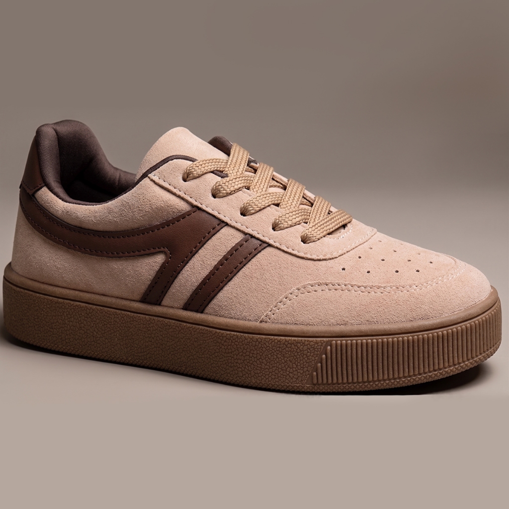 Tênis Feminino Casual Camurça Detalhe Lateral Listra Dupla Moderno Break GiGiL