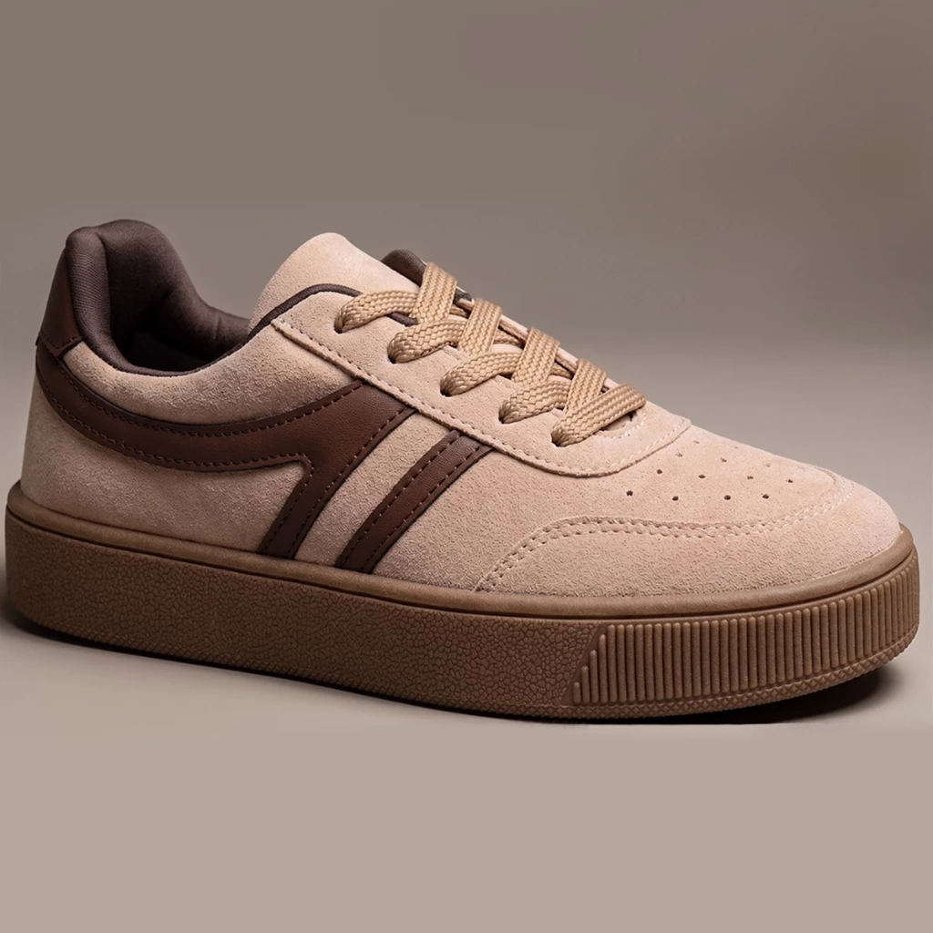 Tênis Feminino Casual Camurça Detalhe Lateral Listra Dupla Moderno Break GiGiL