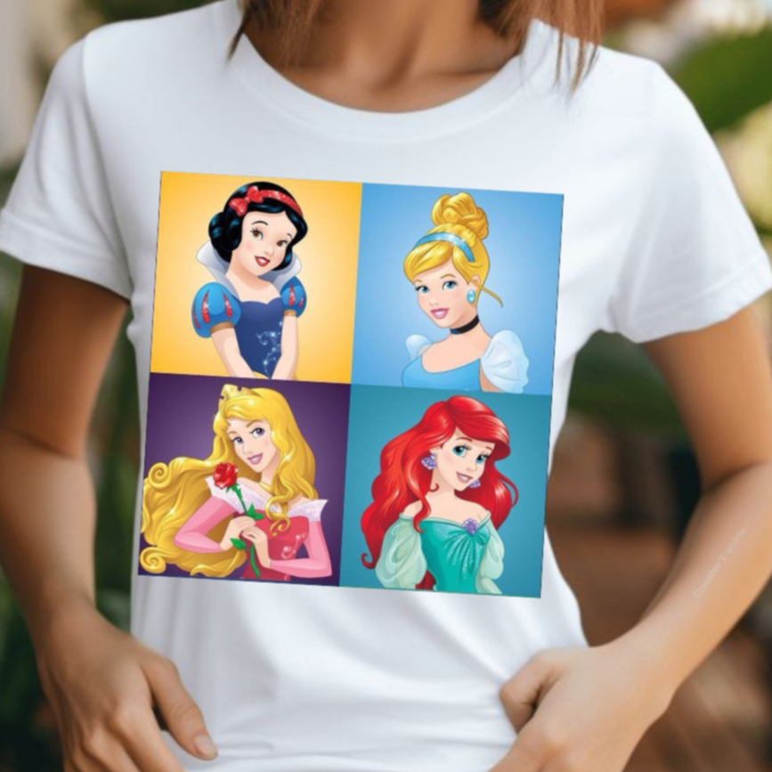 Camisa Estampada Princesas Disney Camiseta : Blusa Femininas, Masculina e Infantis. Exclusivas!
