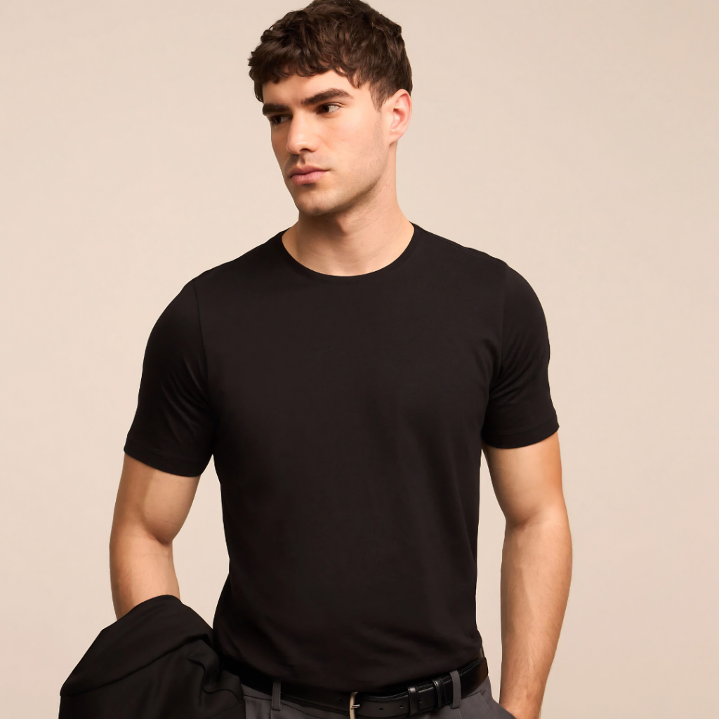 Camiseta Masculina Básica Lisa 100% Algodão Premium Slim Gola Redonda Manga Curta Casual Academia Confortável