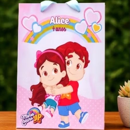 Sacolinha De Papel MARIA CLARA E JP  Lembrancinha Aniversário Decoração Personalizado Presente Criativo Luxo