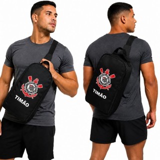 Bolsa Porta Chuteira Transversal do Time Corinthians Peitoral com Porta Garrafa