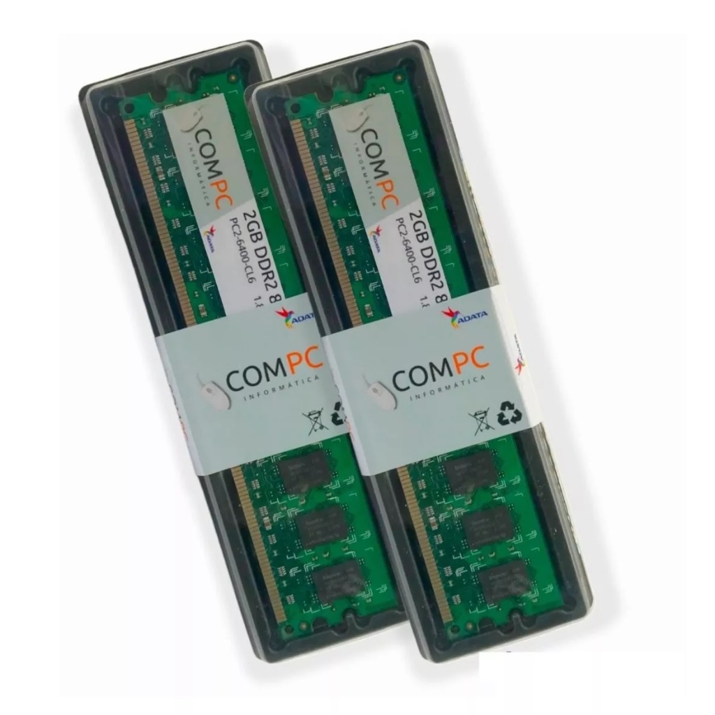 Kit Memória RAM 4GB DDR2 800MHz (2x2GB) PC Desktop ComPC