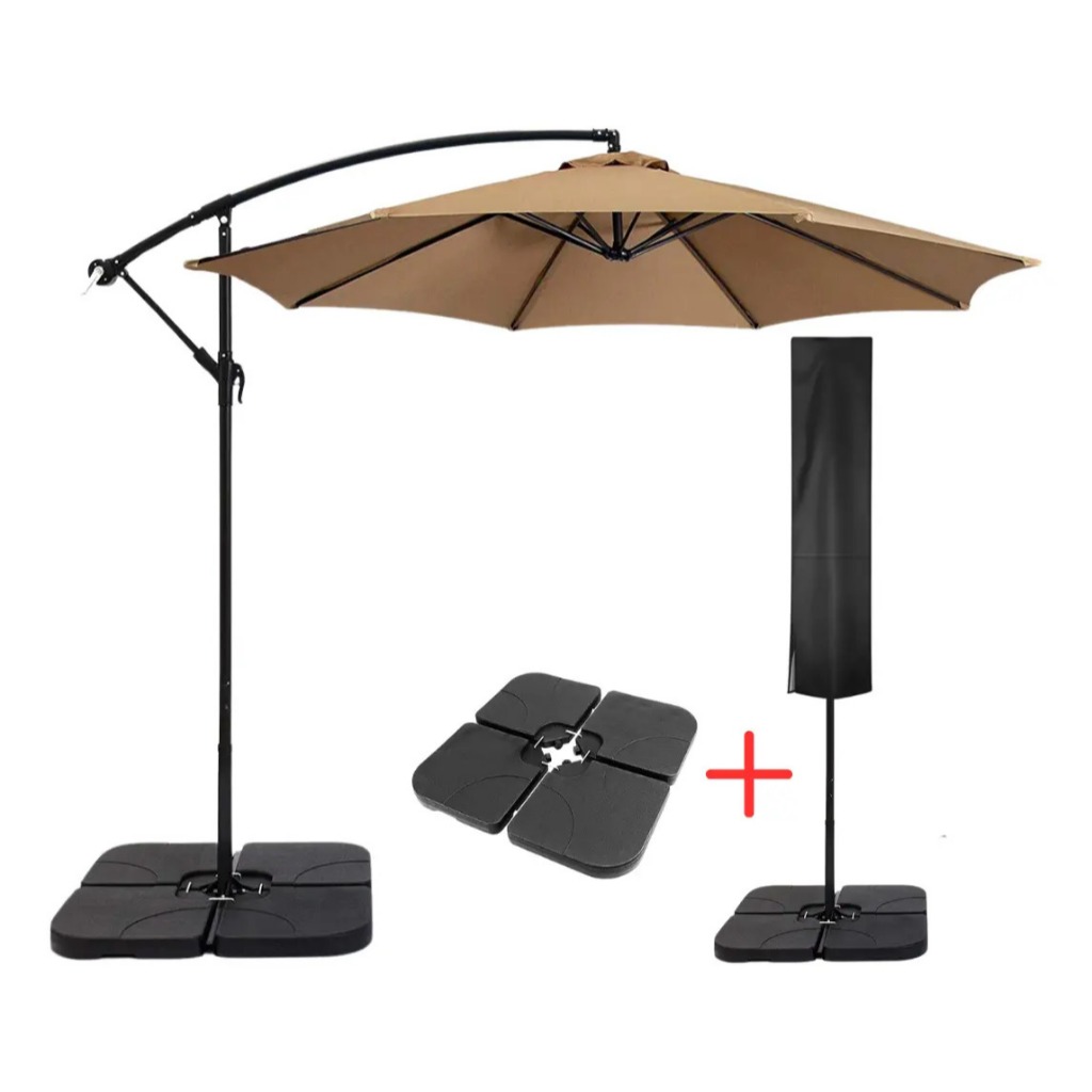 Ombrelone Articulado Praia e Jardim com Base 60L e Capa Revomax