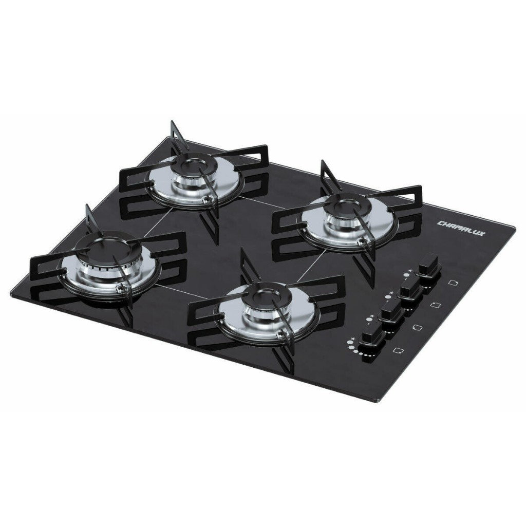 Cooktop Chamalux 4 Bocas Ultra Chama 110v/220v Trempe de Chapa Vidro Temperado Fogão