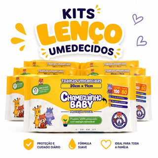 Kit Lenços Umedecidos Chameguinho Toalhas Meninos Meninas Bebe Higiene