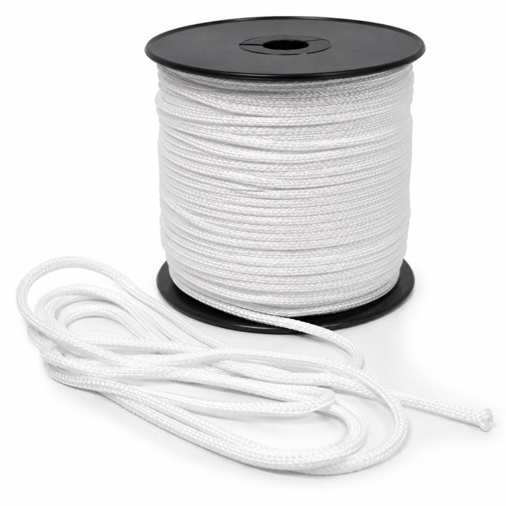 Cordão Fio Náutico 5mm Branco 100m Poliéster para Roupas. Artesanato e Macramê