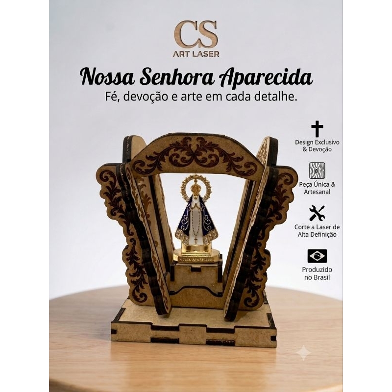 Oratório Decorativo Nossa Senhora Aparecida | MDF Artesanal Religioso