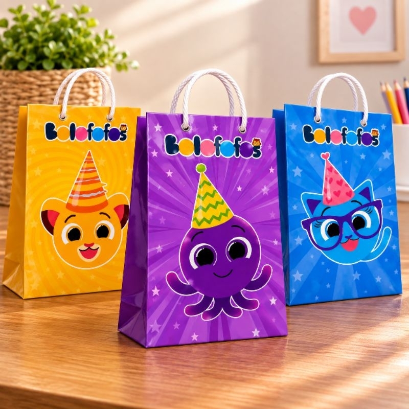 20 Sacolinha Personalizada Bolofofos 16x5x10 | Lembrancinha Aniversário Infantil