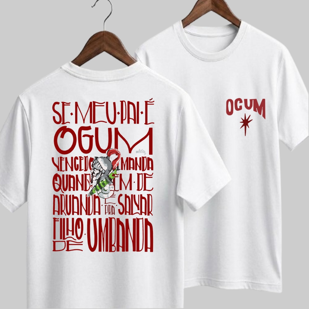 Camiseta Ogum Umbanda FraseV 100% Algodão Fio 30.1 Premium Confortável Masculina Feminina