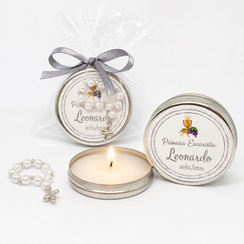 20 lembrancinhas velas aromáticas + tercinho. batizado, primeira eucaristia,  comunhão,  crisma, eventos religiosos