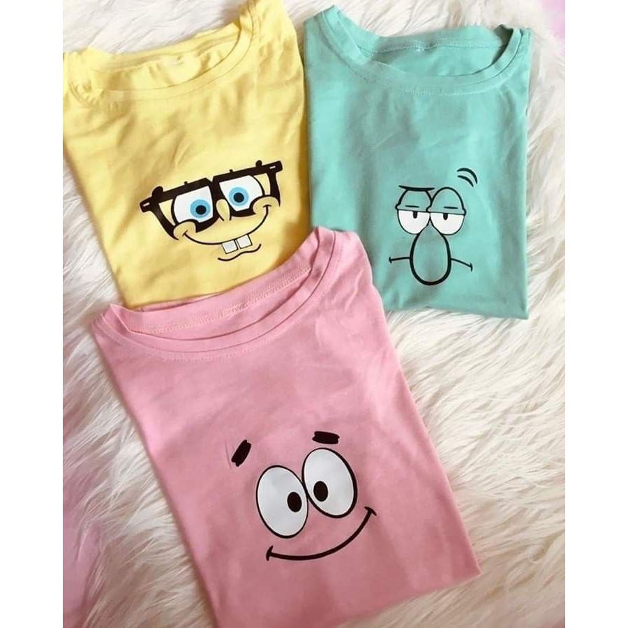 Camisetas Variadas Rosto Personagens Bob Esponja Unissex Divertida 100% Algodão Premium Casual Confortável Estilosa