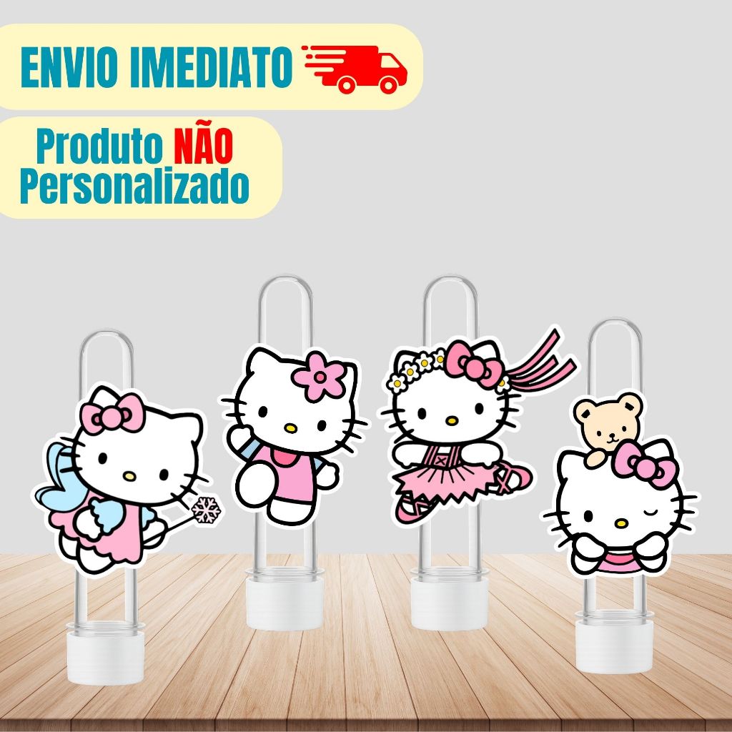 Aplique Tag Para Tubete Hello Kitty Princesa | Personalizado | Lembrancinha Festa Infantil | Aniversário