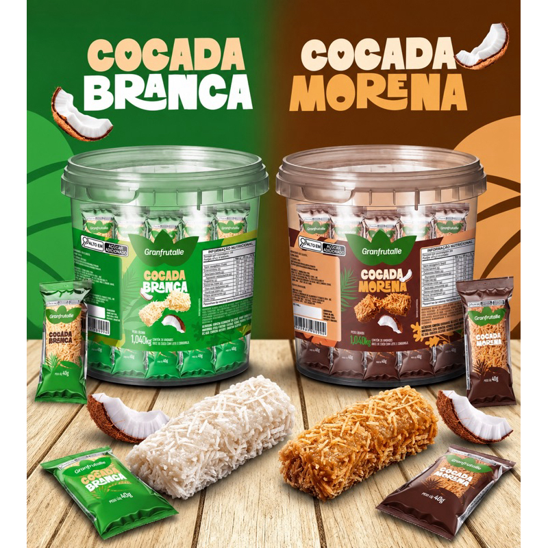 Pote MISTO cocada morena e cocada branca Granfrutalle - Macia e saborosa NOVIDADE IRRESISTÍVEL!