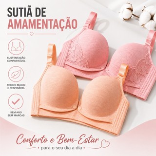 Kit 3 Sutiã de Amamentação Gestante Maternidade Bojo Reforçado Confortável Pós-Parto Abert. Frontal