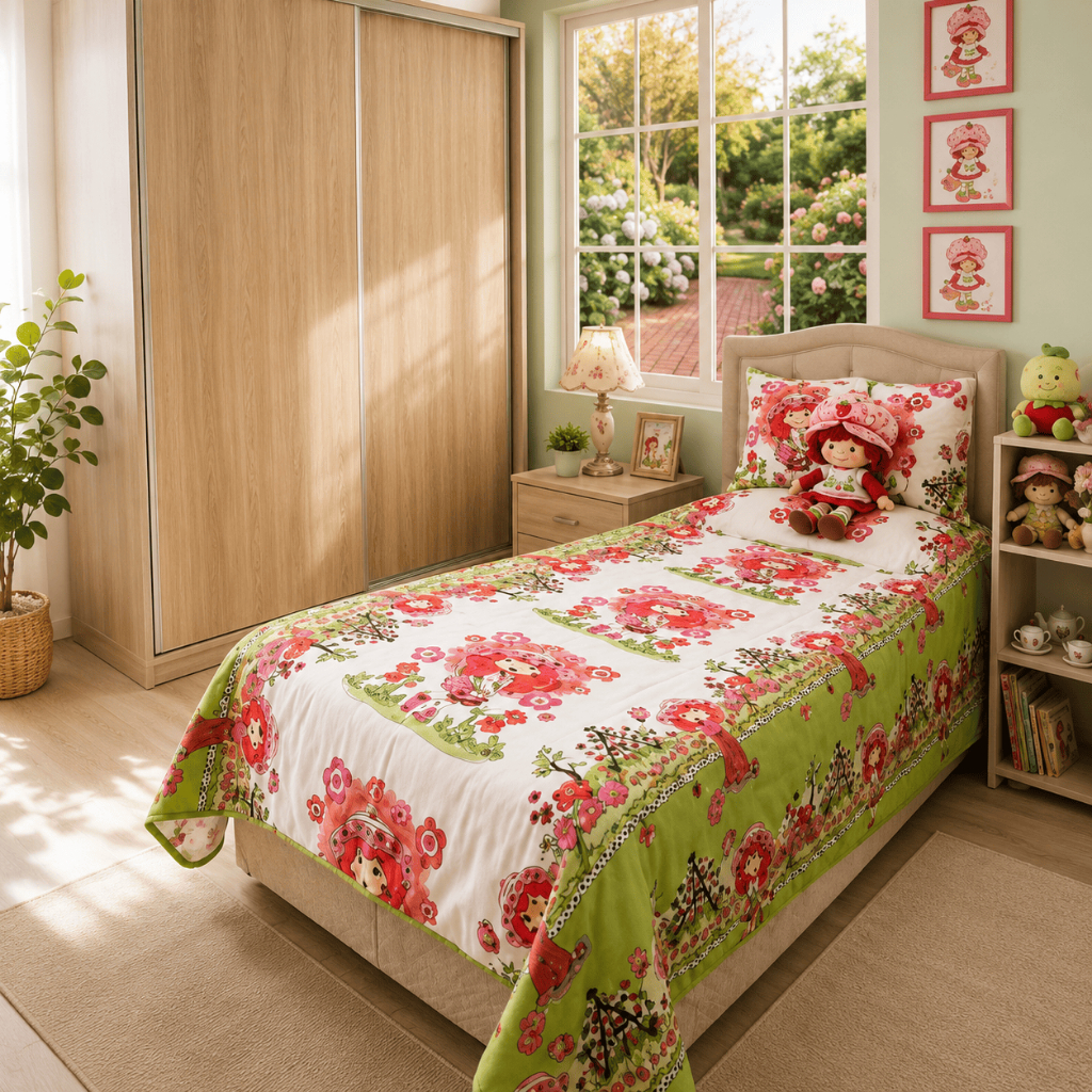 Cobre Leito Colcha Solteiro + Porta Travesseiro Estampado 2 peças - Decoração Quarto