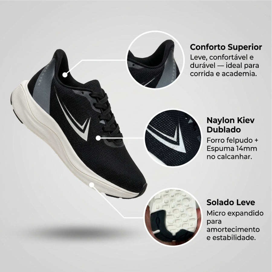 Tênis De esportivo  Feminino e masculino Soft Ever lançamento