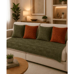 Lançamento Kit Peseira Luxo 5 Peças de Tricot (1 Peseira + 4 Capas almofadas) Cama Sofá Home