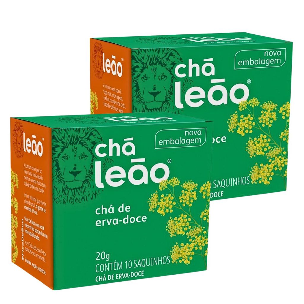 Kit 2un Chá Erva Doce Leão 10 Sachês