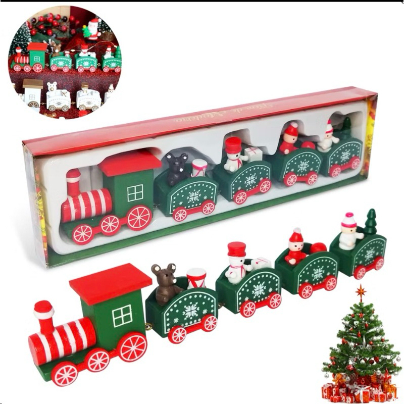 Trem De Brinquedo Decoração Natalina Trem De Natal Enfeite  4vagōes