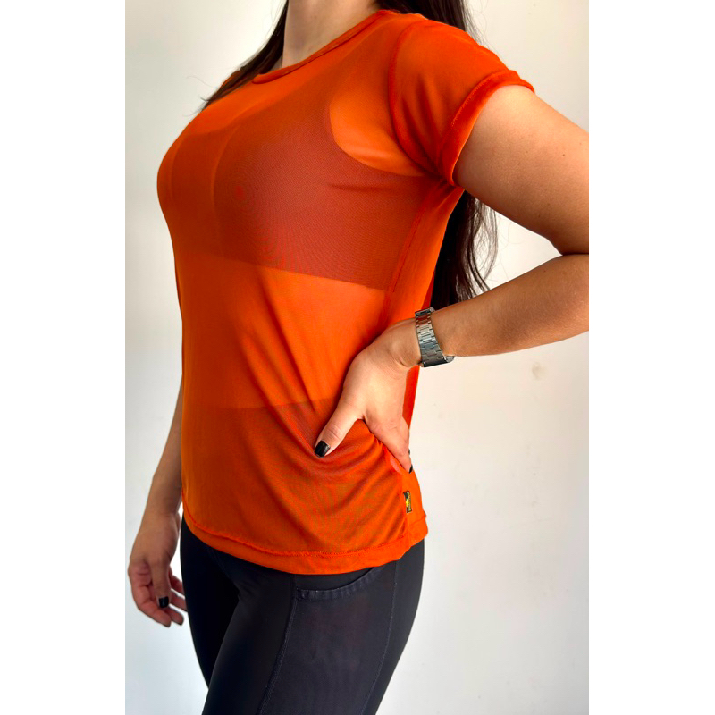 blusa tule fitness transparente confortável comprida estilosa academias com elastano camisão feminino