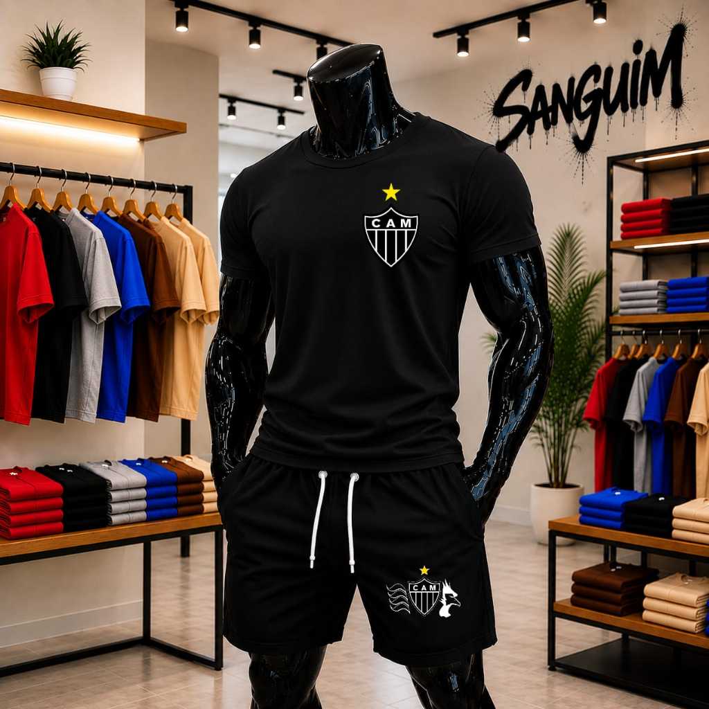 Camiseta 100% Algodão Galo + Short Tactel Conjunto Leve, Confortável e Perfeito Para Academia, Treino, Caminhada Casual