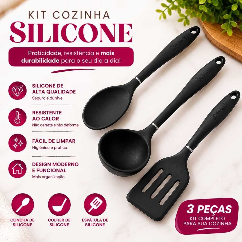 Conjunto de Espátulas de Silicone | Kit Utensílios de Cozinha Resistente ao Calor Antiaderente para Bolo e Culinária