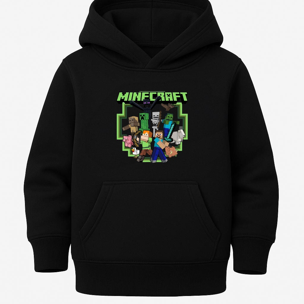 Moletom Infantil Unissex Flanelado Capuz Canguru Estampa Minecraft Personalizada unissex menino menina
