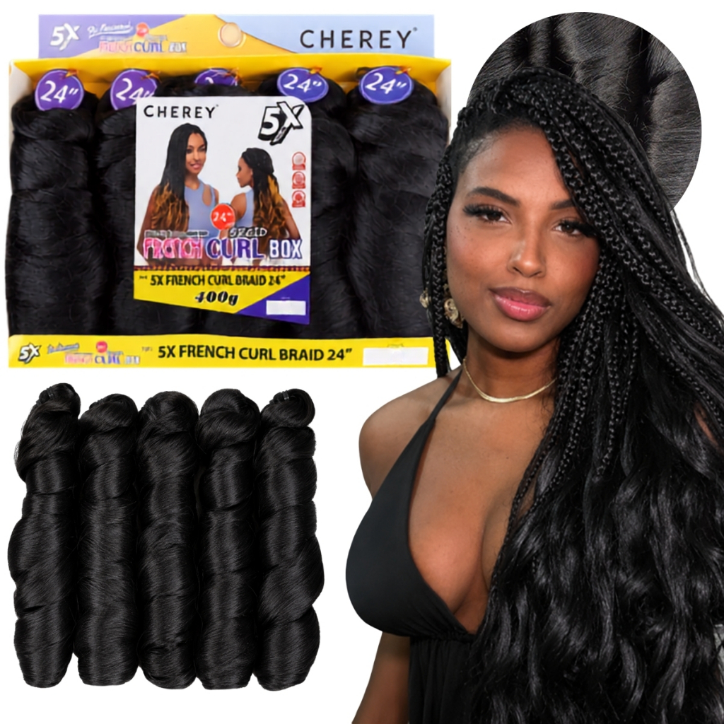 Cabelo Jumbo French Curl Liso Ondulado Para Tranças Com Mechas Soltas Crochet Braid Boho Braid Fibra Premium