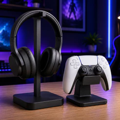 Suporte de Mesa Gamer para Fone Headset e Controle Joystick Organizador Setup