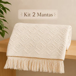 Kit 2 Manta Para Sofá 3,00 x 1,80M / 2,40 x 1,80 King Gigante 100% Algodão Protetor Decoração Luxo