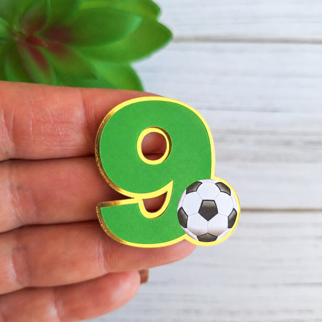 Aplique número 3D - número 9 - tag lembrancinha - caixinhas - personalizados - FUTEBOL