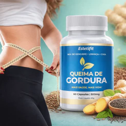 Queima De Gordura Estetifit - Gengibre + Linhaça + Chia - 60 Cápsulas