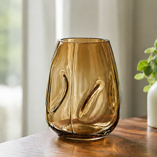 Vaso de Vidro Grosso Pequeno Primeira Linha Irregular ambar