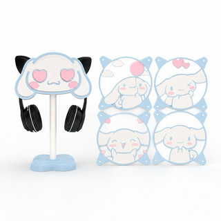 Kit Cinnamoroll para Setup Gamer Cute Girl Capa para Fan Grill + Suporte de Headset Azul Bebe