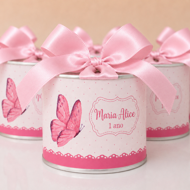 Kit Tubolatas Personalizadas 5x6 Borboleta - Maternidade, chá de bebê, aniversário, lembrancinhas festas
