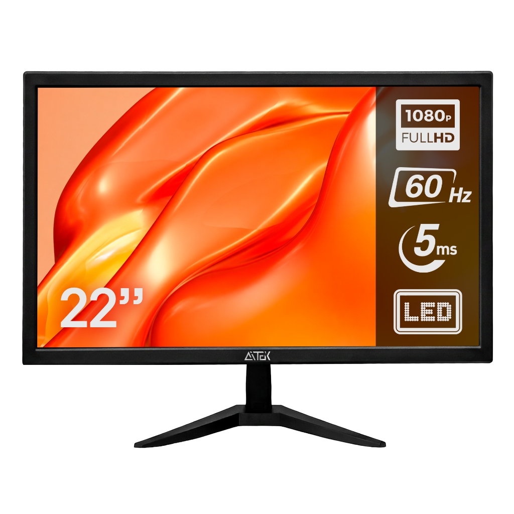Monitor LED 22 Polegadas Aitek Full HD 1080p 60Hz 5ms HDMI VGA