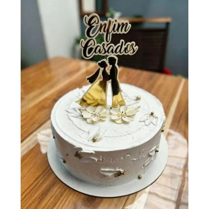 Topo de bolo enfim casados, topo de bolo casamento, topper enfim casados, topo de bolo noivos,  noivado