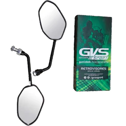 Par Espelho Retrovisor Gvs Preto Lente Convexa Prata Titan 150 2014