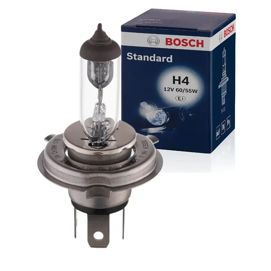 Lâmpada Bosch H4 Branca Farol Alto Baixo Principal Foco Duplo 12v 55w Luz Alta Luz Baixa 0986AL1513