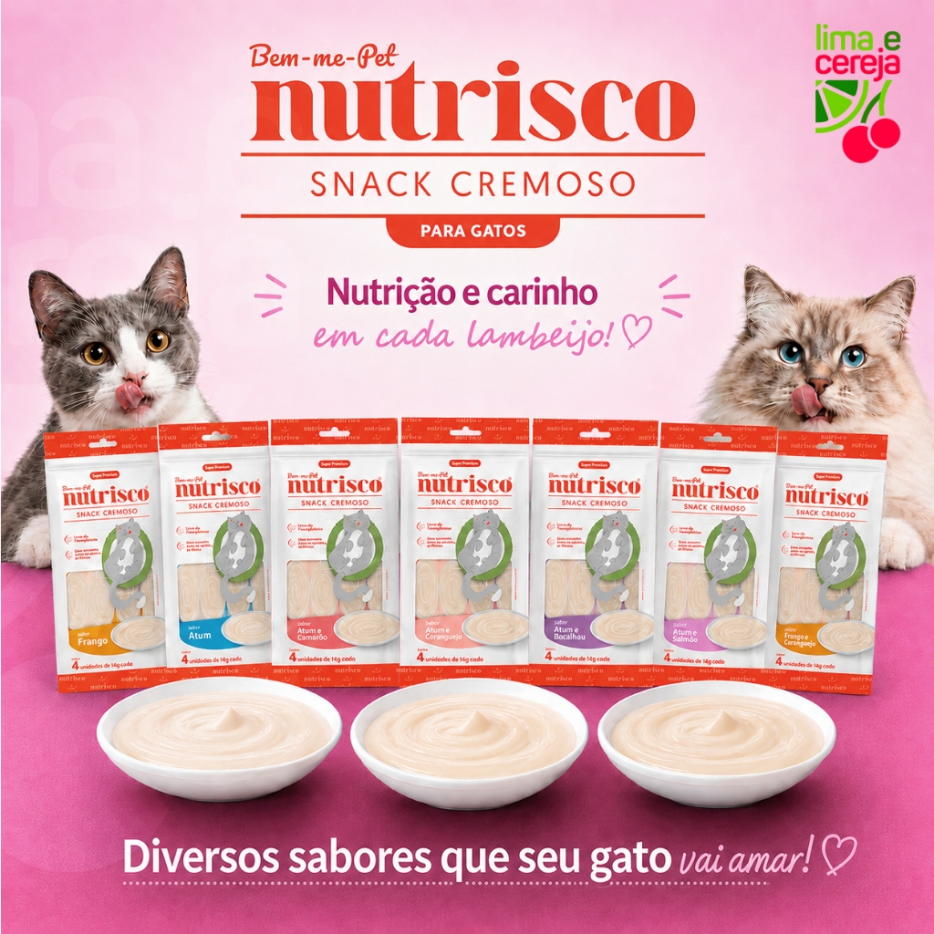Snack Cremoso Nutrisco Para Gatos Petisco Sabores Variados 56g Premium