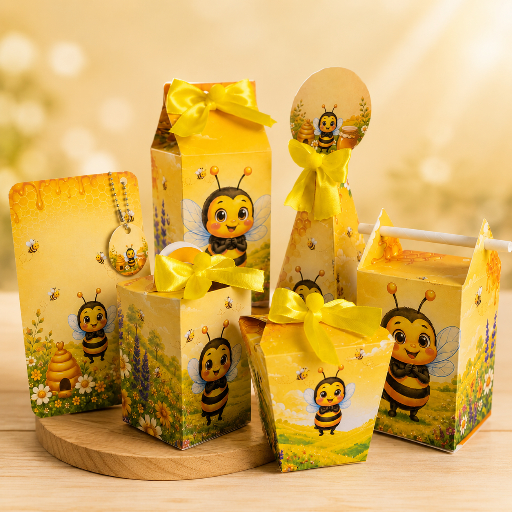 Kit Lembrancinha Abelhinha Personalizada Festa Infantil Caixinhas Tema Abelha