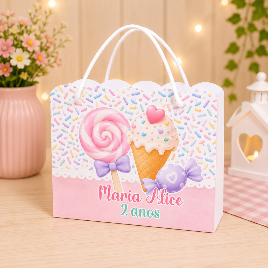 Sacolinha Personalizada para Festa Infantil | Lembrancinha com Nome | Vários Temas Disponíveis DOCERIA