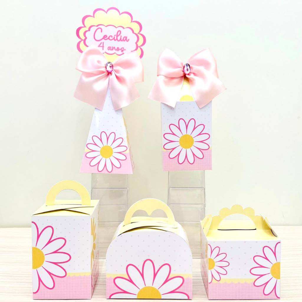 Kit Caixas Margaridas Personalizada / Kit Festa Margaridas / Lembrancinha de Festa / Aniversário Infantil
