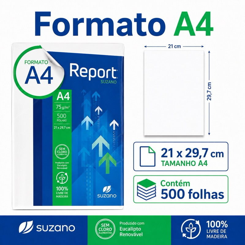 Papel Sulfite A4 Report 75g 500 Folhas Branco Resma Para Impressora Escritório