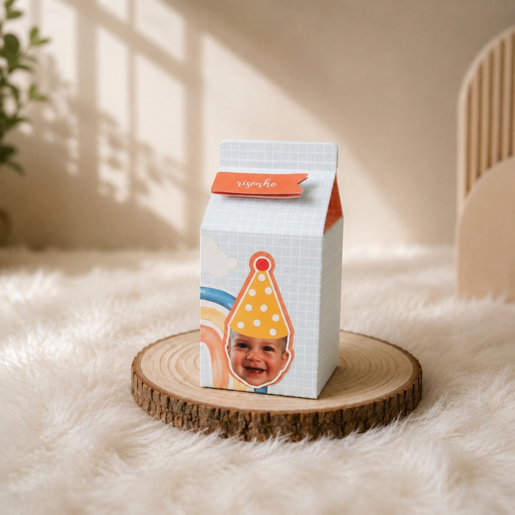Caixinha Milk Com Foto Minha Primeira Volta Ao Sol Azul Nosso Raio De Sol Lembrancinha Personalizada Aniversário